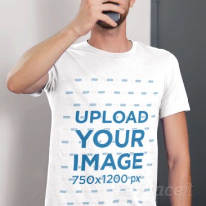 Front-and-Back Bella Canvas T-Shirt Mockup of a Man Taking a Selfie