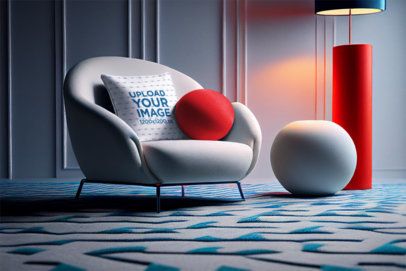 Home Decor Mockup Featuring an AI-Created Pillow Placed on a Nordic-Styled Couch m32597