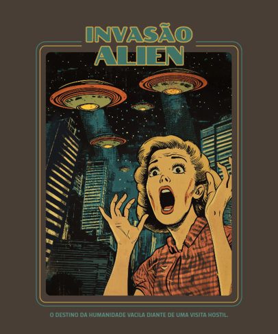 Alien-Themed T-Shirt Design Maker Featuring a Vintage Comic Style  6864d