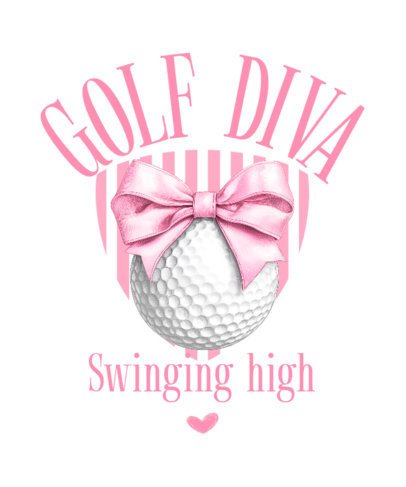 T-Shirt Design Template Featuring a Golf Theme for a Ladies' Sports Club 6859c