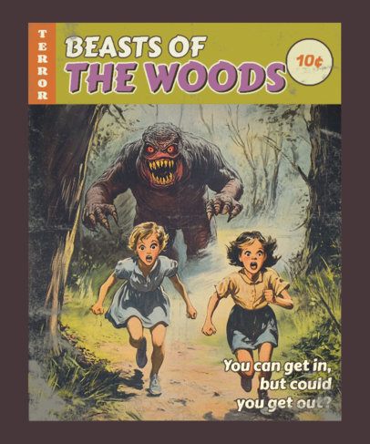 T-Shirt Design Template Featuring a Horror-Themed Graphic to Celebrate Halloween