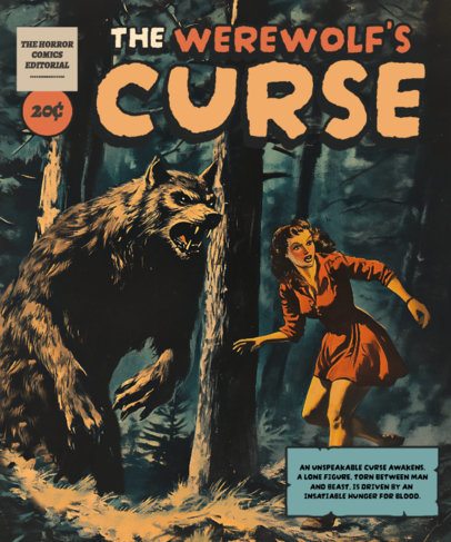 T-Shirt Design Generator for Werewolf Comic Readers With a Horror Theme