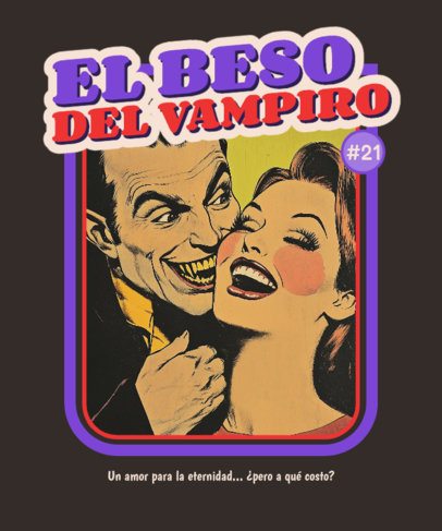 Horror T-Shirt Design Creator Featuring a Charming Vampire with a Vintage Aesthetic