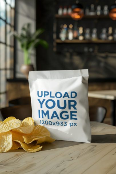 Sublimated Chip Bag Mockup Featuring AI-Created Chips