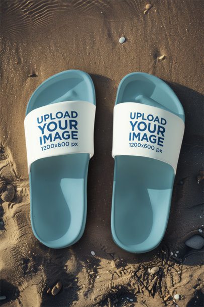 Sandals Mockup Featuring an AI-Created Beach Sand m50099