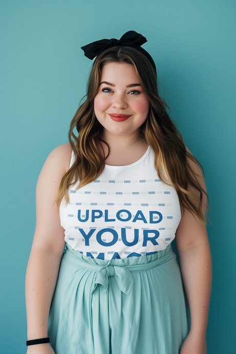 Tank Top Mockup of a Happy AI-Generated Woman Inspired by a Fantasy Film
