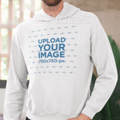 Homemade-Feel Video of a Man Wearing a Gildan Pullover Hoodie