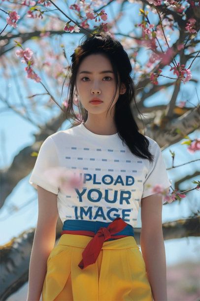 T-Shirt Mockup Featuring an AI-Created Woman Inspired by a Princess Warrior Movie m41187