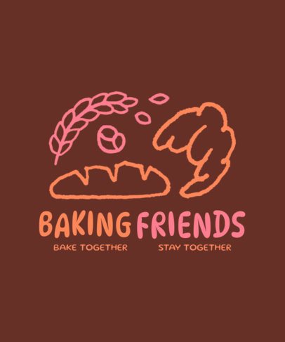 Baking T-Shirt Design Template Featuring a Friendship-Themed Quote