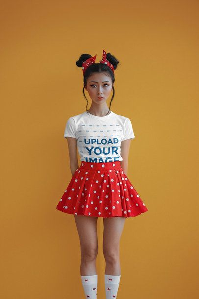 T-Shirt Mockup of an AI-Created Woman Inspired by a Popular Mouse Character