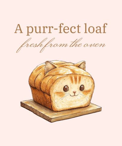 T-Shirt Design Maker Featuring a Cute Cat-Shaped Bread Graphic