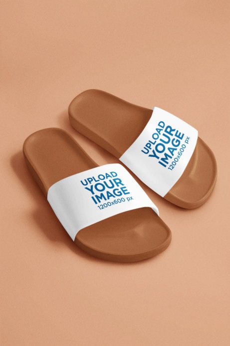 Footwear Mockup Featuring a Pair of AI-Created Sandals Placed in a Solid Color Background