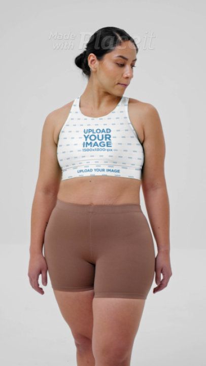 Padded Sports Bra Video Featuring a Woman Posing in a Studio