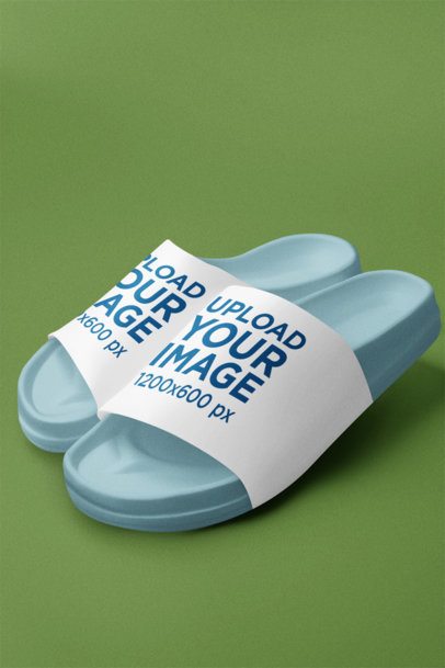 AI-Generated Mockup Featuring a Pair Sandals Placed in a Colorful Background