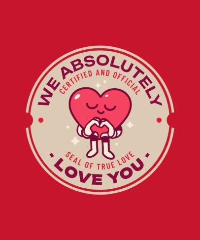 T-Shirt Design Template Featuring a Cartoonish Approval Heart