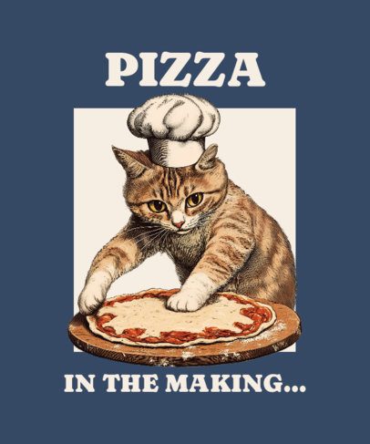 T-Shirt Design Creator Featuring a Cute Chef Cat Graphic for Pizza Enthusiasts 7014b