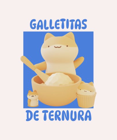 T-Shirt Design Template for Baking Enthusiasts With a Cookies and Cats Theme 7014c