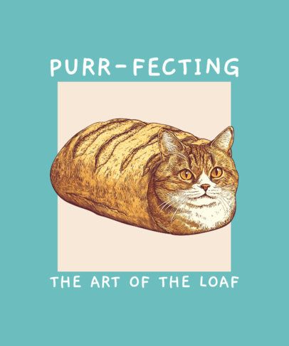 Cat-Themed T-Shirt Design Maker With a Baking Theme and a Loaf of Bread Graphic 7014d