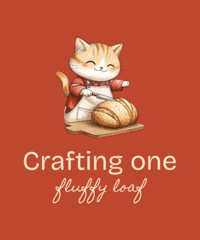 T-Shirt Design Generator With an Adorable Kitty Chef Baking Bread 7013a