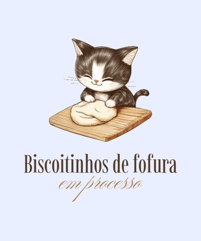 T-Shirt Design Template for Bakery Enthusiasts With an Illustrated Cat 7013c