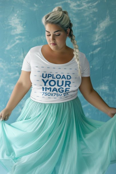 T-Shirt Mockup of an AI-Generated Woman Inspired by an Ice Princess