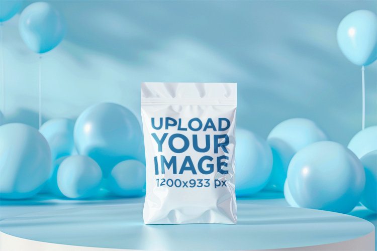 Chip Bag Mockup Featuring AI-Created Party Balloons