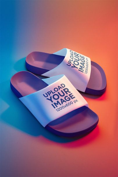 Mockup of Two AI-Generated Sandals Placed in a Colorful Background