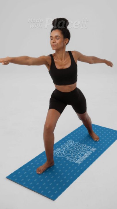 Video of a Fitness Woman Practicing Yoga on a Sublimated Mat