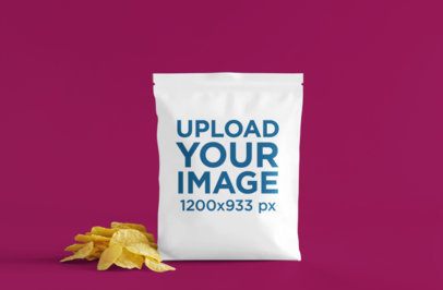 Packaging Mockup Featuring an AI-Created Chip Bag Placed on a Colorful Background m50250