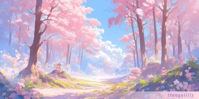 Anime Desk Mat Design Maker for Manga Enthusiasts  Featuring a Pink Forest Landscape 7030d