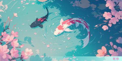 Manga-Themed Desk Mat Design Generator With Koi Fish Illustrations 7030e