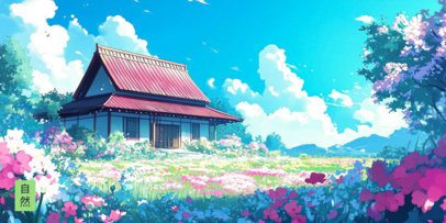 Desk Mat Design Generator Featuring an Anime House Graphic 7033a