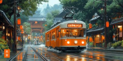 AI-Generated Desk Mat Design Maker Featuring a Train Station Landscape 7033d