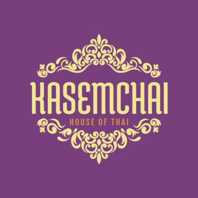 Logo Templates for Thai Cuisine with Thai Patterns 