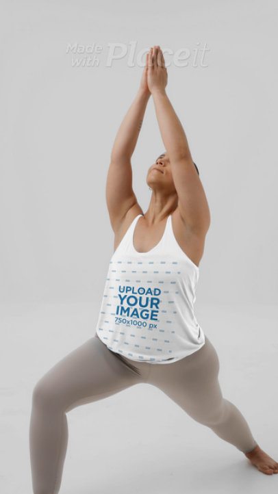 Bella Canvas Tank Top Video Featuring a Smiling Woman Stretching for Yoga