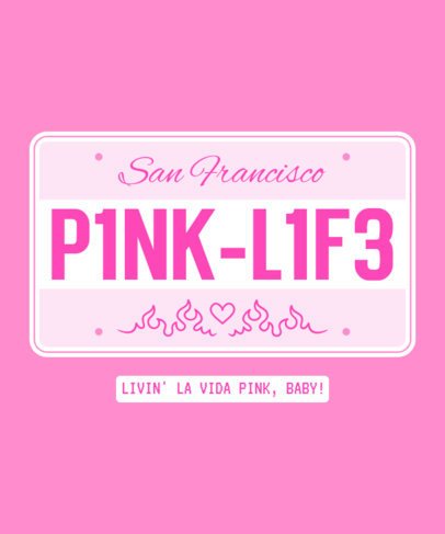 T-Shirt Design Maker Featuring a License Plate Layout With a Bimbocore Style 7026