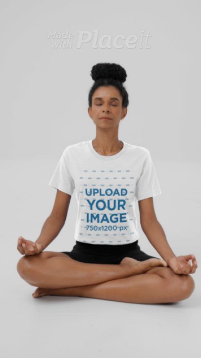 Bella Canvas T-Shirt Video of a Calm Woman Practicing Yoga in a Studio