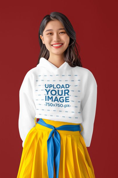 Hoodie Mockup Featuring an AI-Created Woman Inspired by a Warrior Princess