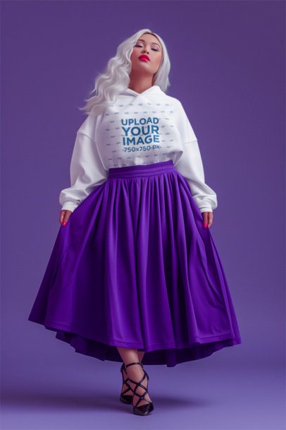 Pullover Hoodie Mockup of an AI-Generated Woman With an Outfit Inspired by a Popular Villain