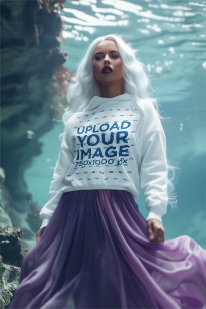 Hoodie Mockup Featuring an AI-Created Woman Inspired by a Popular Sea Villain