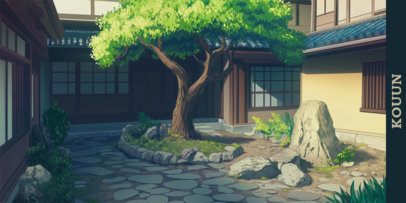 Anime Desk Design Creator With an Illustrated Tree-Themed Setting 7031f