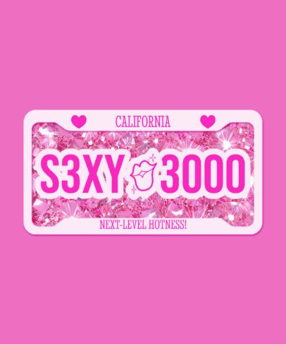 T-Shirt Design Generator Featuring a License Plate with a Bimbocore Aesthetic 7025b