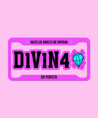 Bimbocore-Inspired T-Shirt Design Template Featuring a License Plate with a Diamond 7025a