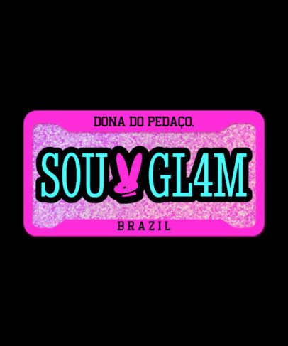 T-Shirt Design Creator Featuring a License Plate Inspired by a Bimbocore Aesthetic 7025c