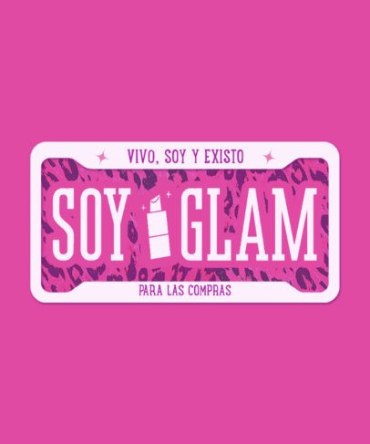 T-Shirt Design Maker Featuring a Bimbocore-Aesthetic License Plate with a Lipstick 7025d