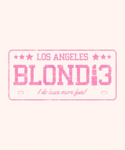 T-Shirt Design Template Featuring an Illustrated License Plate with a Bimbocore Aesthetic 7029a