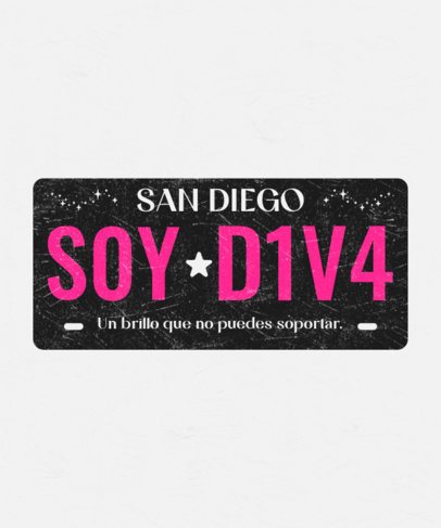 Bimbocore-Inspired T-Shirt Design Generator Featuring a License Plate with a Gritty Texture 7029f