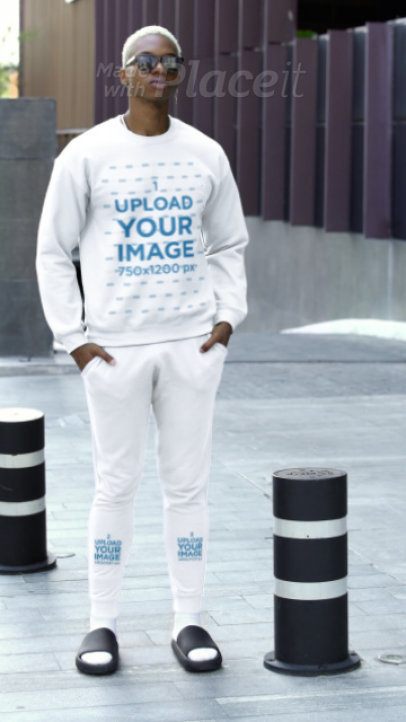 Gildan Sweatshirt Video of a Man in a Cotton Heritage Sweatpants and an Athleisure Style 8936v