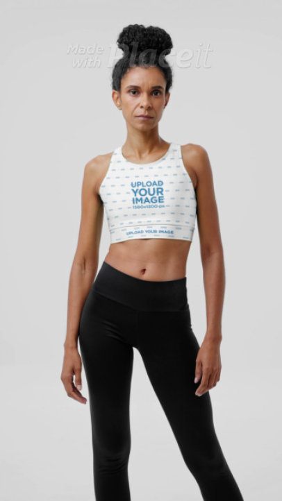 Fully Lined Sports Bra Video Featuring a Fitness Woman With a Yoga Outfit