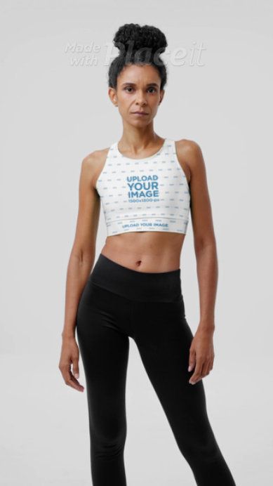 Fully Lined Sports Bra Video Featuring a Fitness Woman With a Yoga Outfit